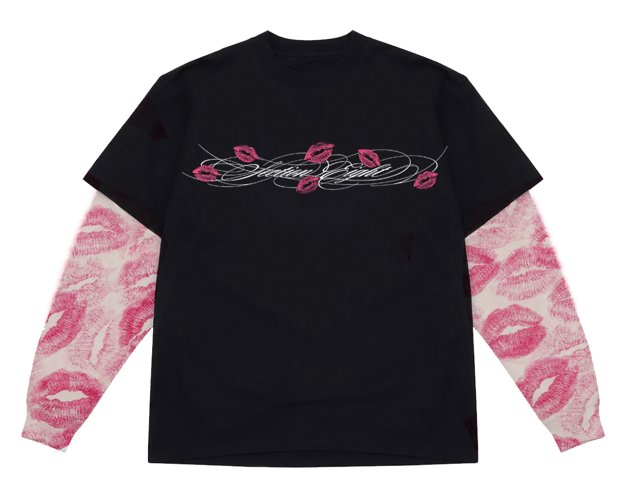 Script Kisses LONG SLEEVE (2-tone Black/White)