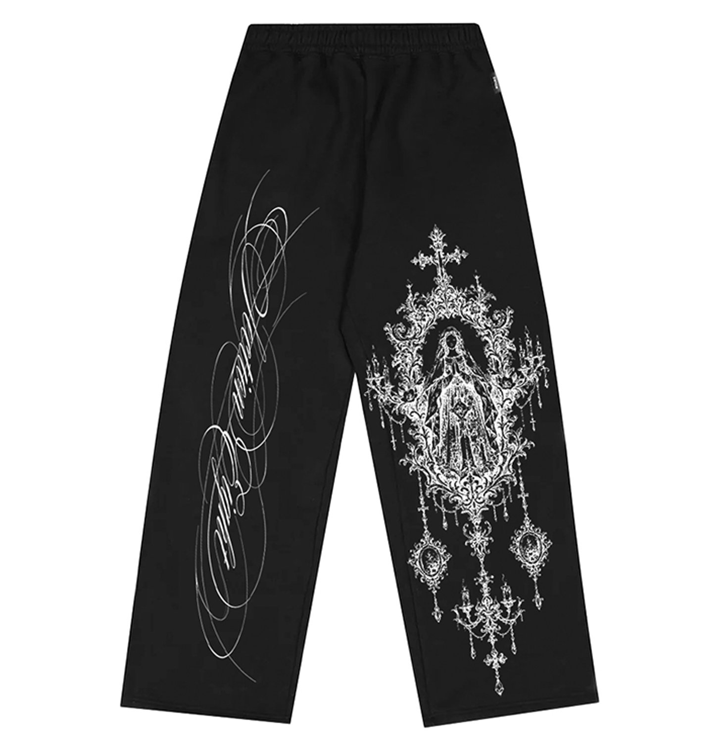 VIRGIN MARY SCRIPT (black sweats)