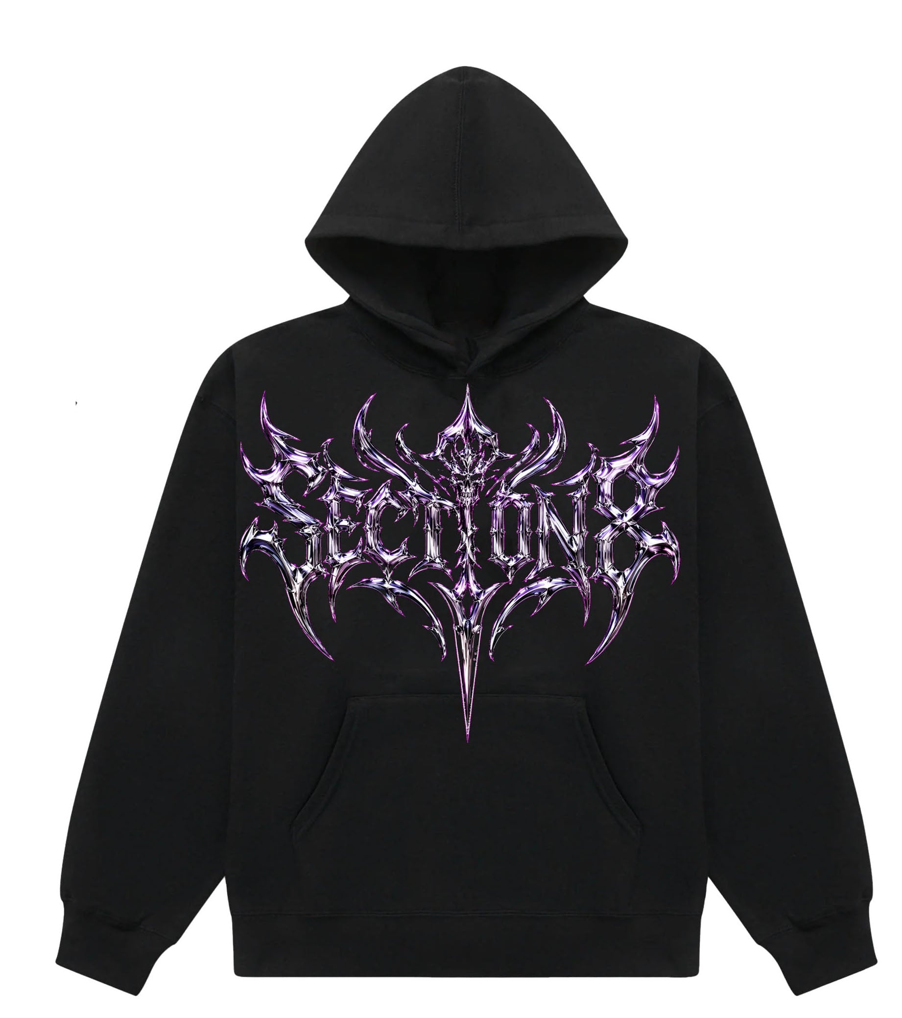SKULL CHROME SECTION8 LOGO (black hoodie)