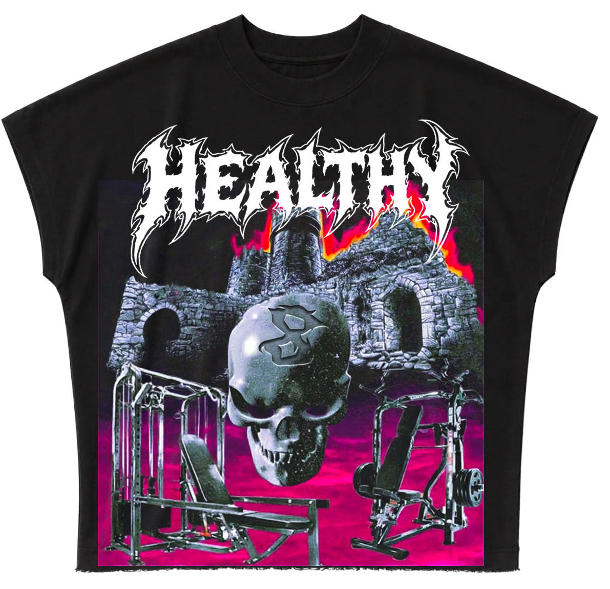 Castle of Strength Tee((black Cut Off Shirt)