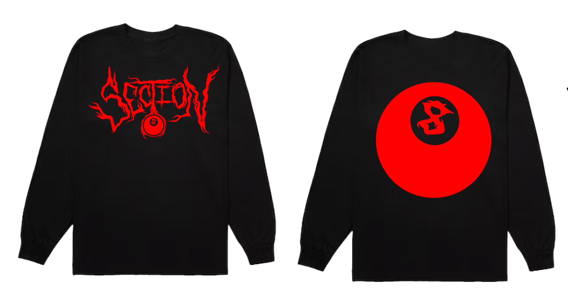 SECTION EIGHT (black long sleeve/red print)