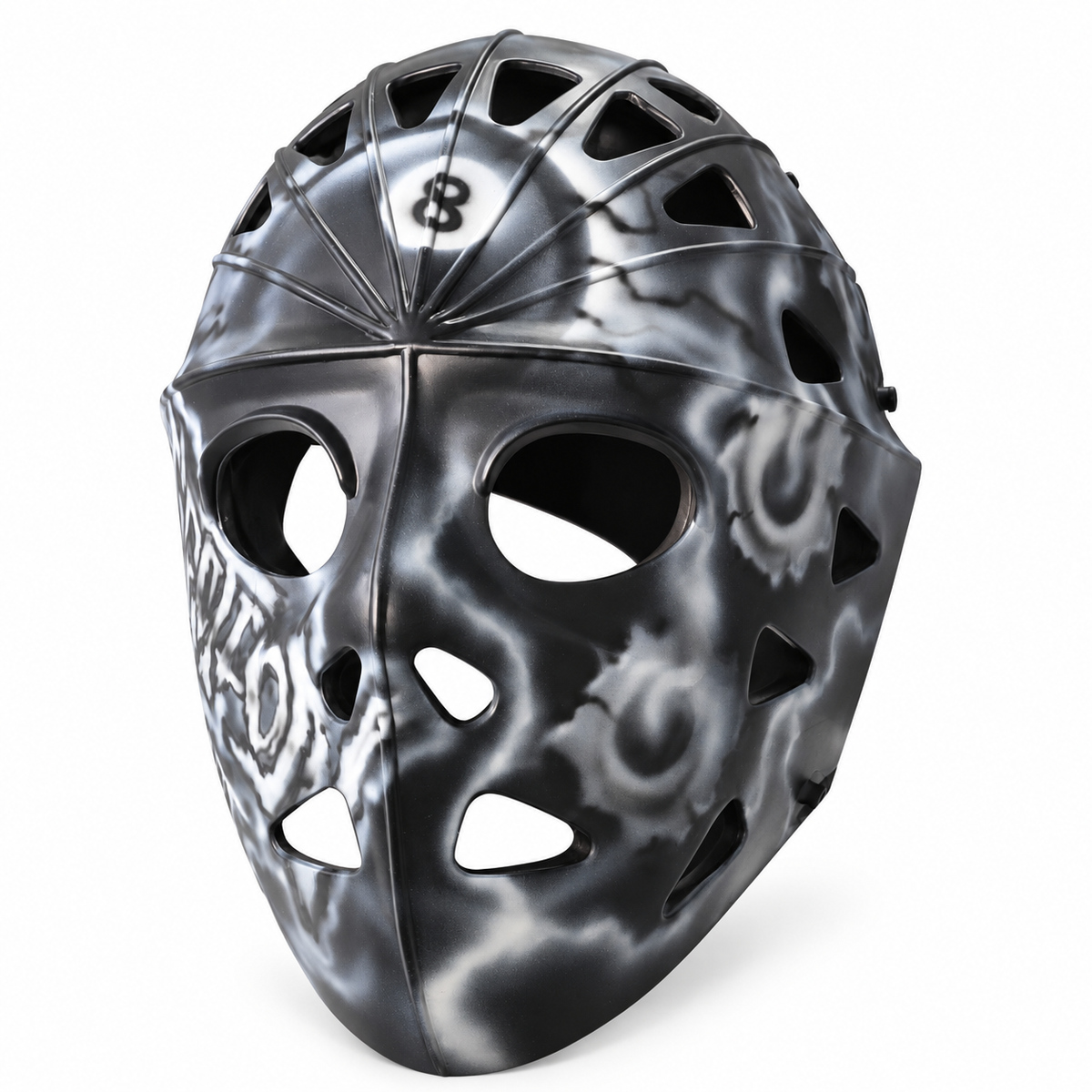 Section8 black and silver airbrush hockey mask detail 2