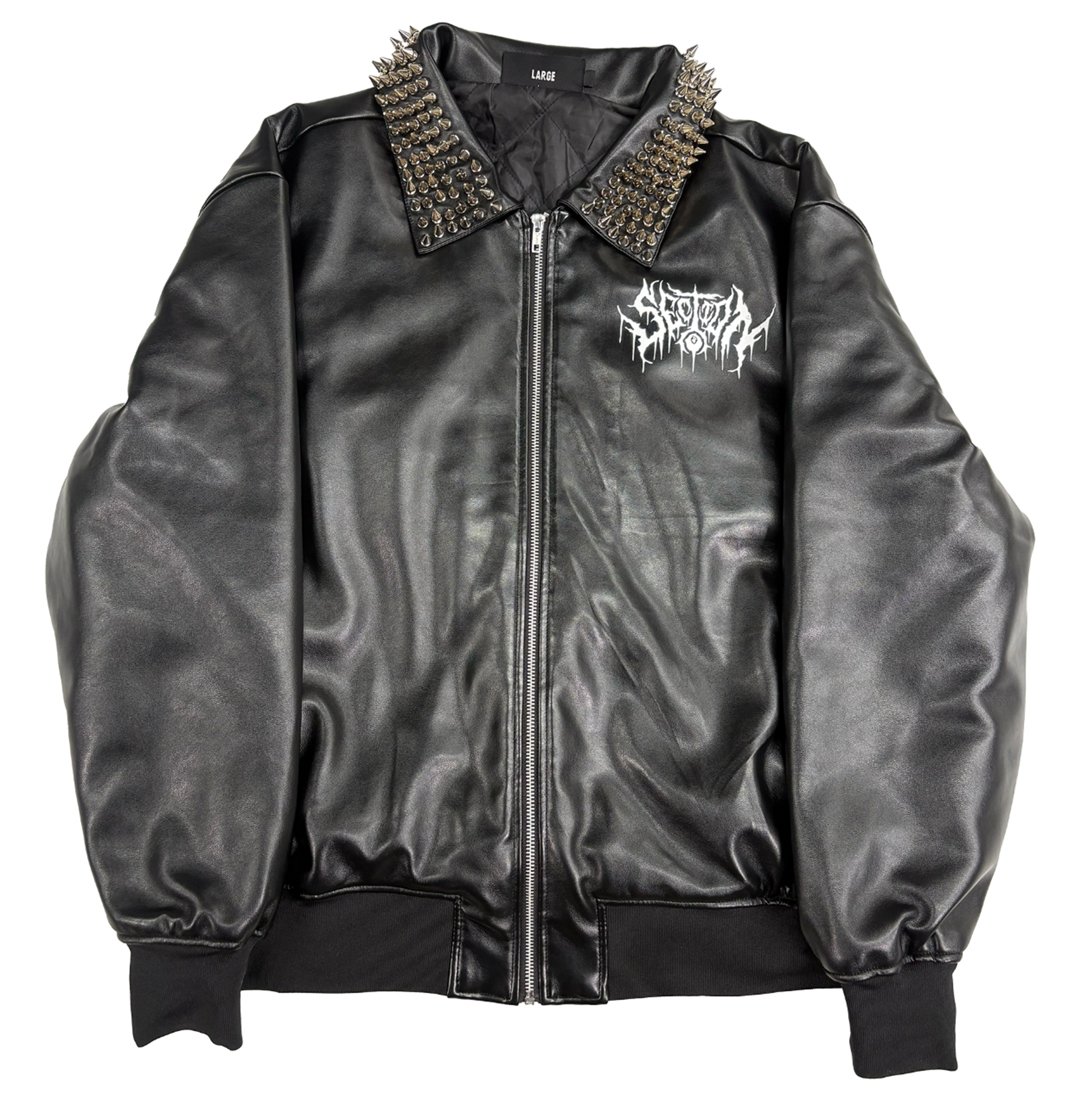 DRIP LOGO PU LEATHER JACKET (SPIKED)