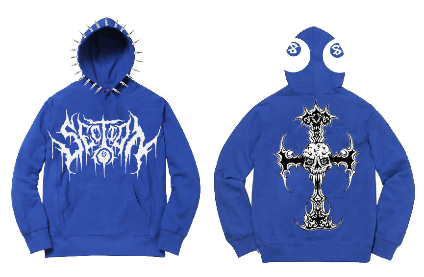 DEATH CROSS (blue spike hoodie)