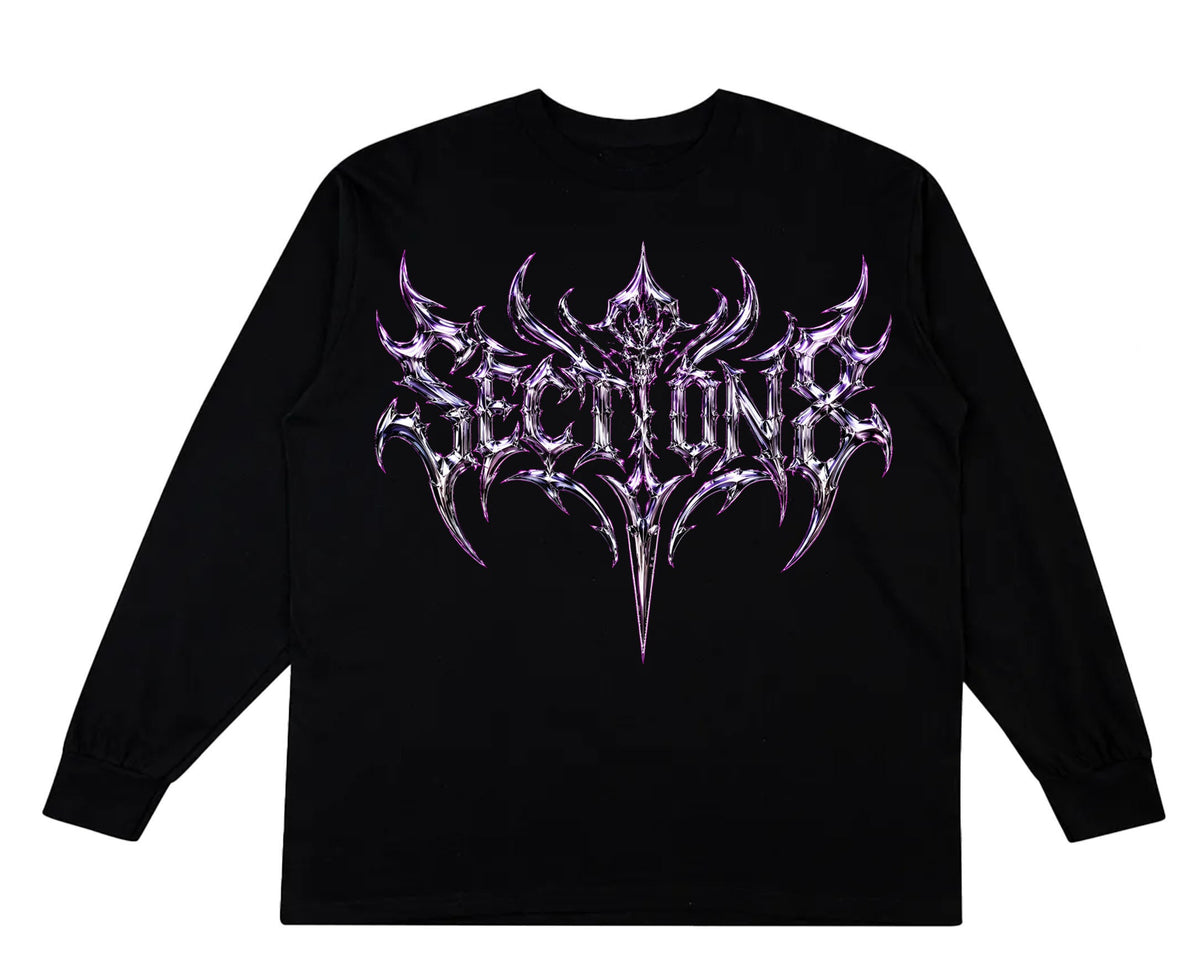 SKULL CHROME SECTION8 LOGO (black long sleeve)