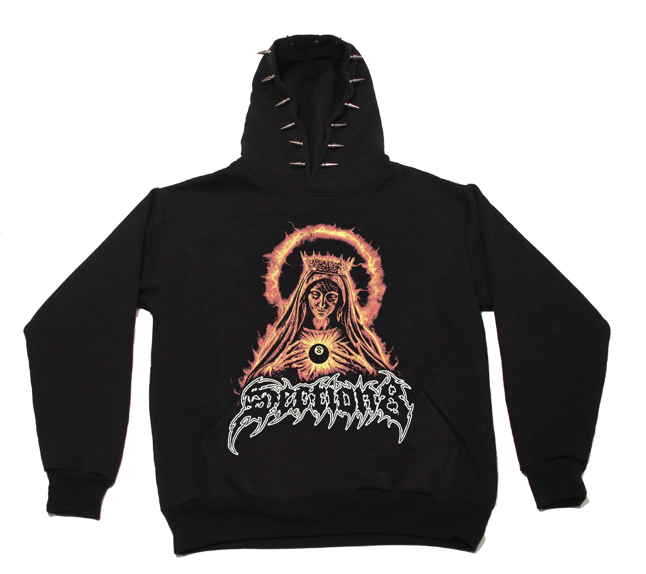 VIRGIN MARY PROTECT ME (black spike hoodie)