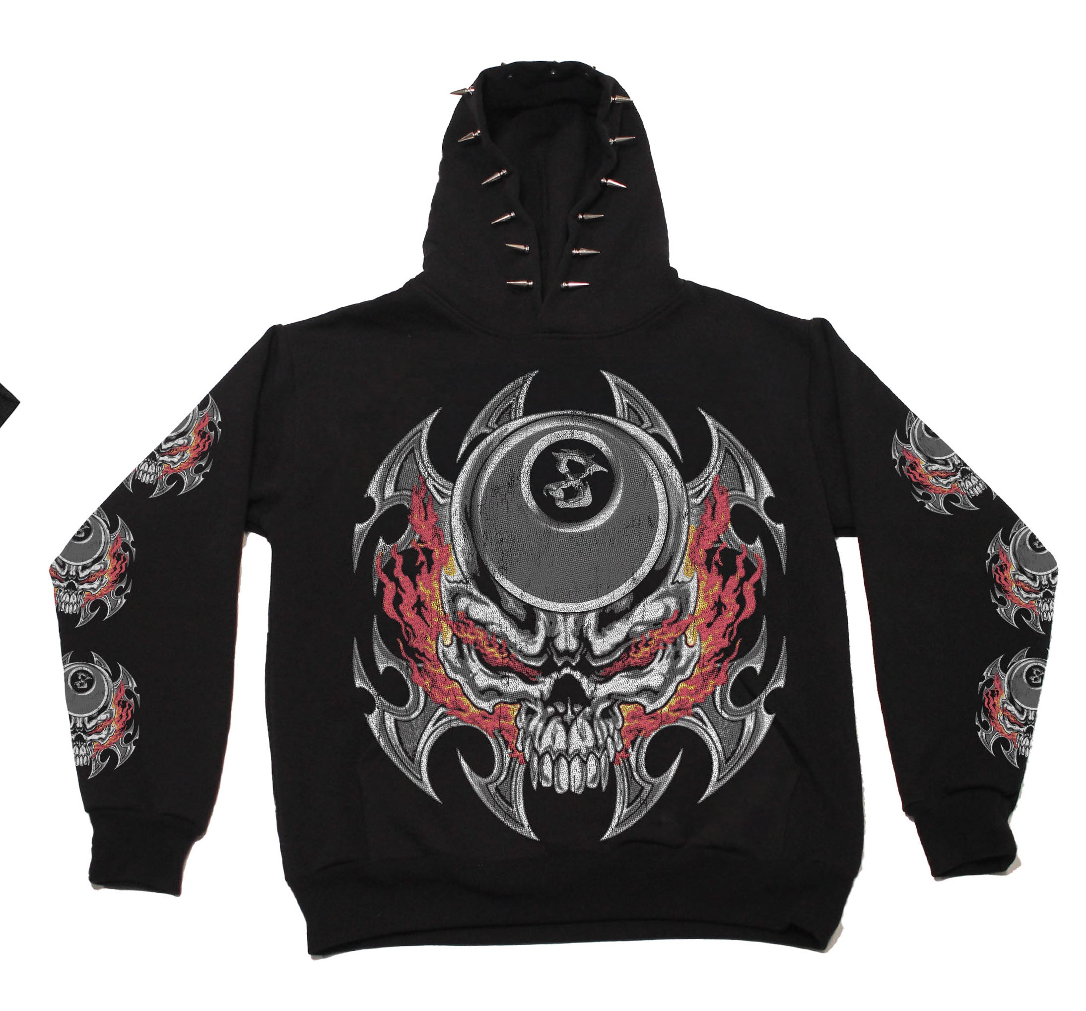 Y2K FLAM SKULL (black spike hoodie)