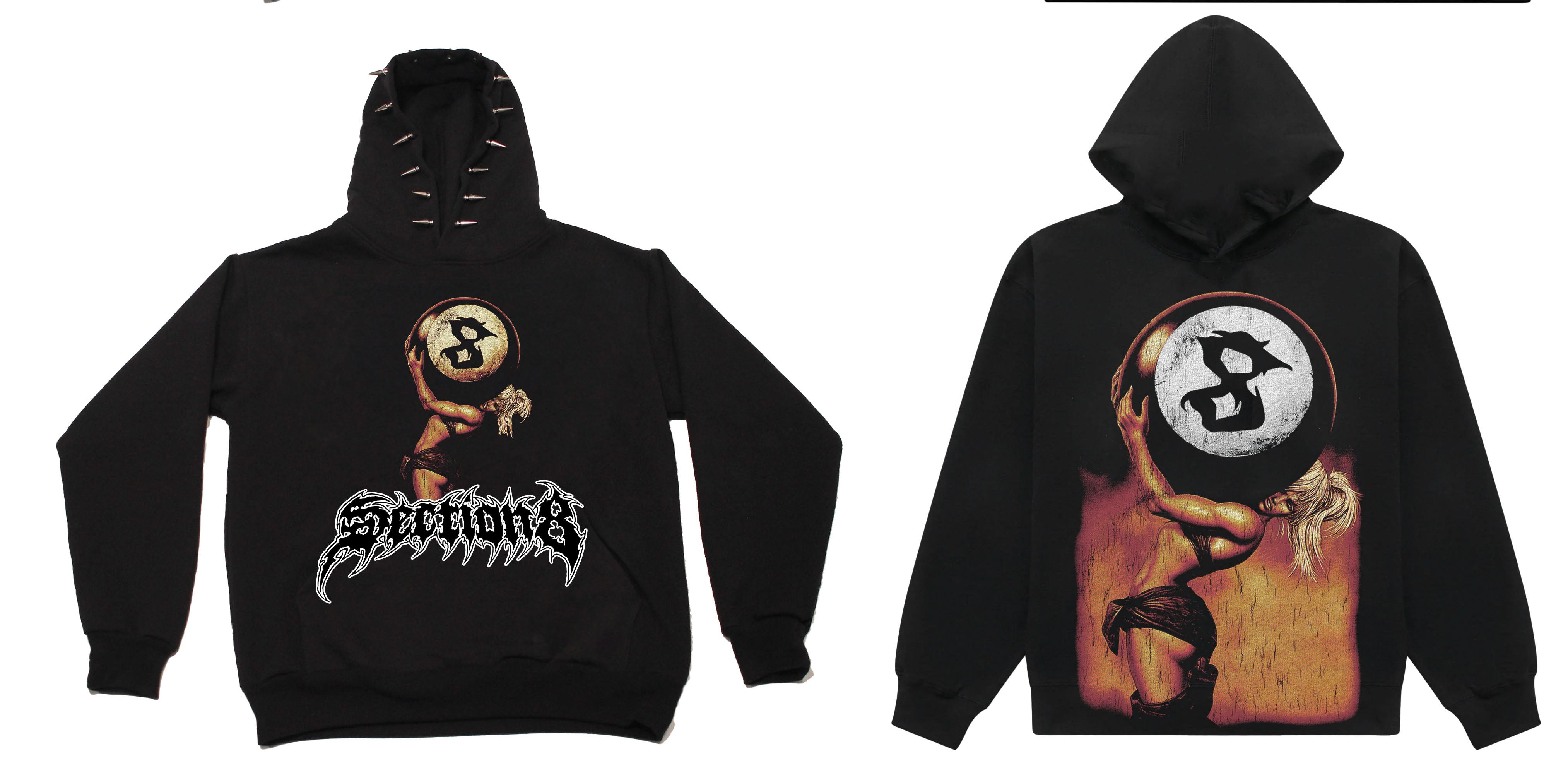 PUNISHMENT CARRY MY 8BALL (black spike hoodie)