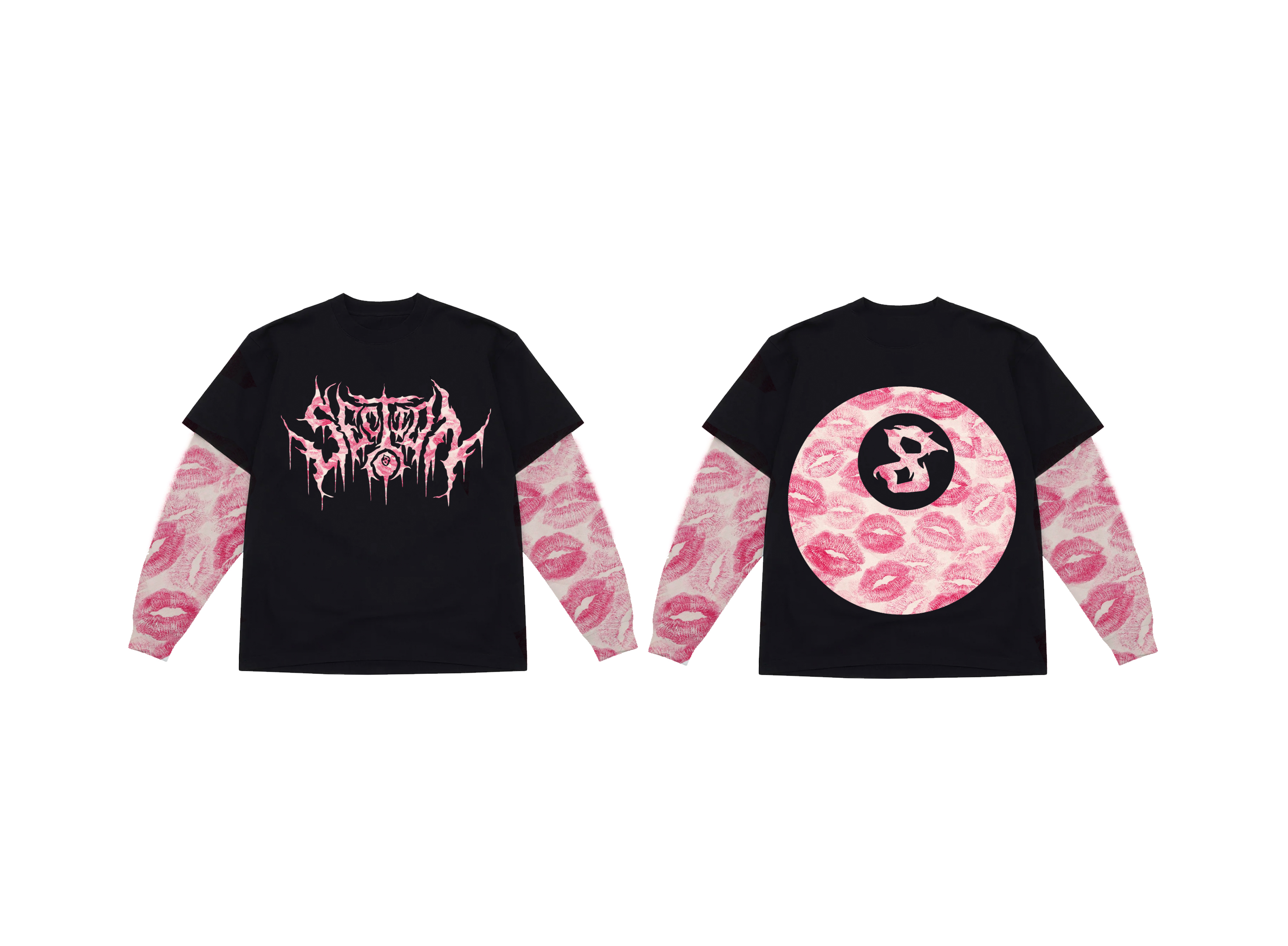 Kisses Drip  LONG SLEEVE (2-tone Black/White)