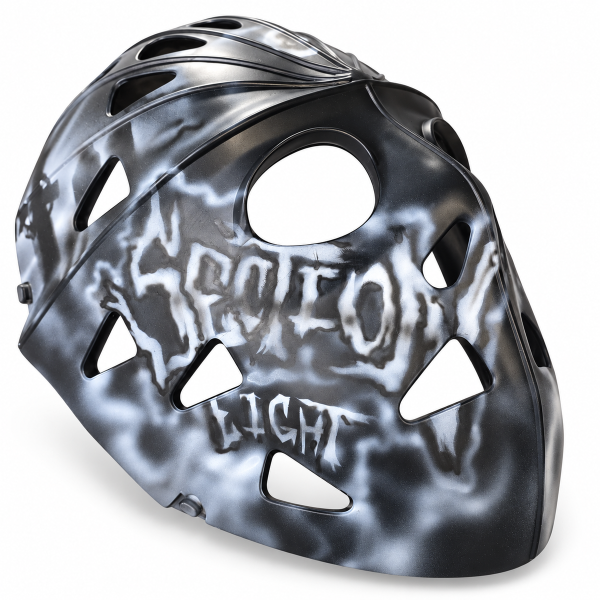 Section8 black and silver airbrush hockey mask detail 3