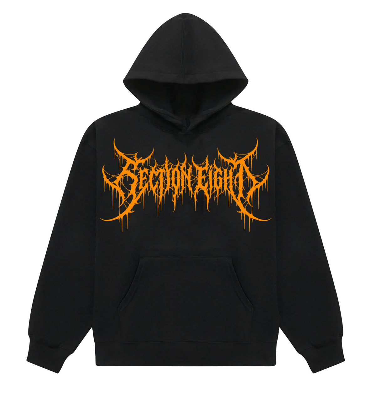 Section8 LOGO black hoodie with orange graphic