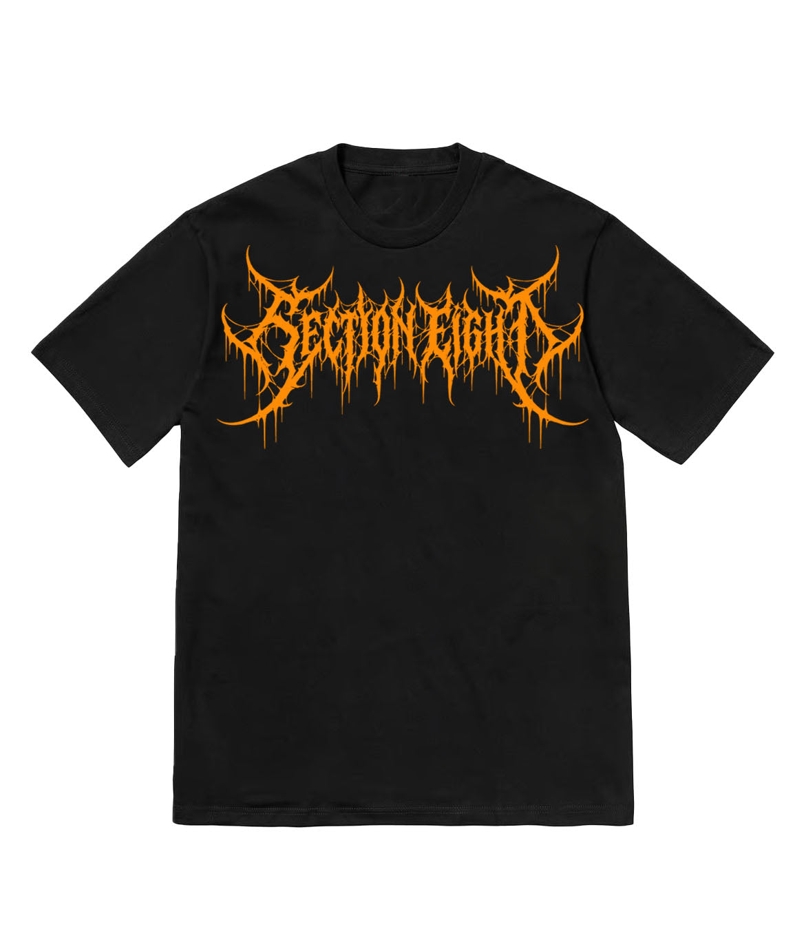 Section8 LOGO black short sleeve tee with orange graphic