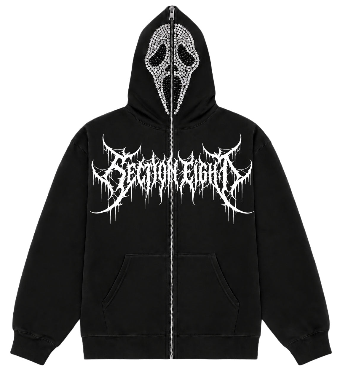 Section8 SCREAM Full-Zip Rhinestone Hoodie