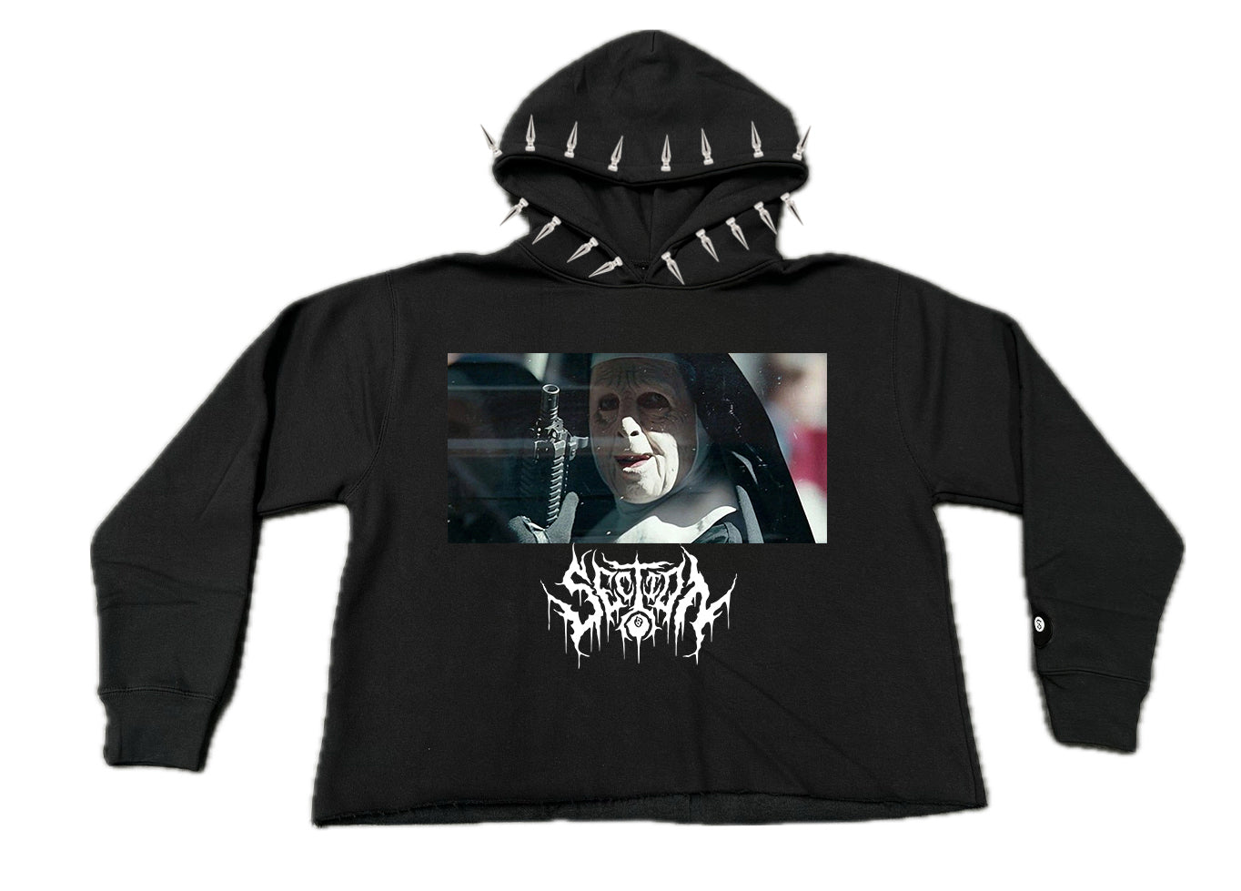 HEAT (black spike raw hem hoodie)
