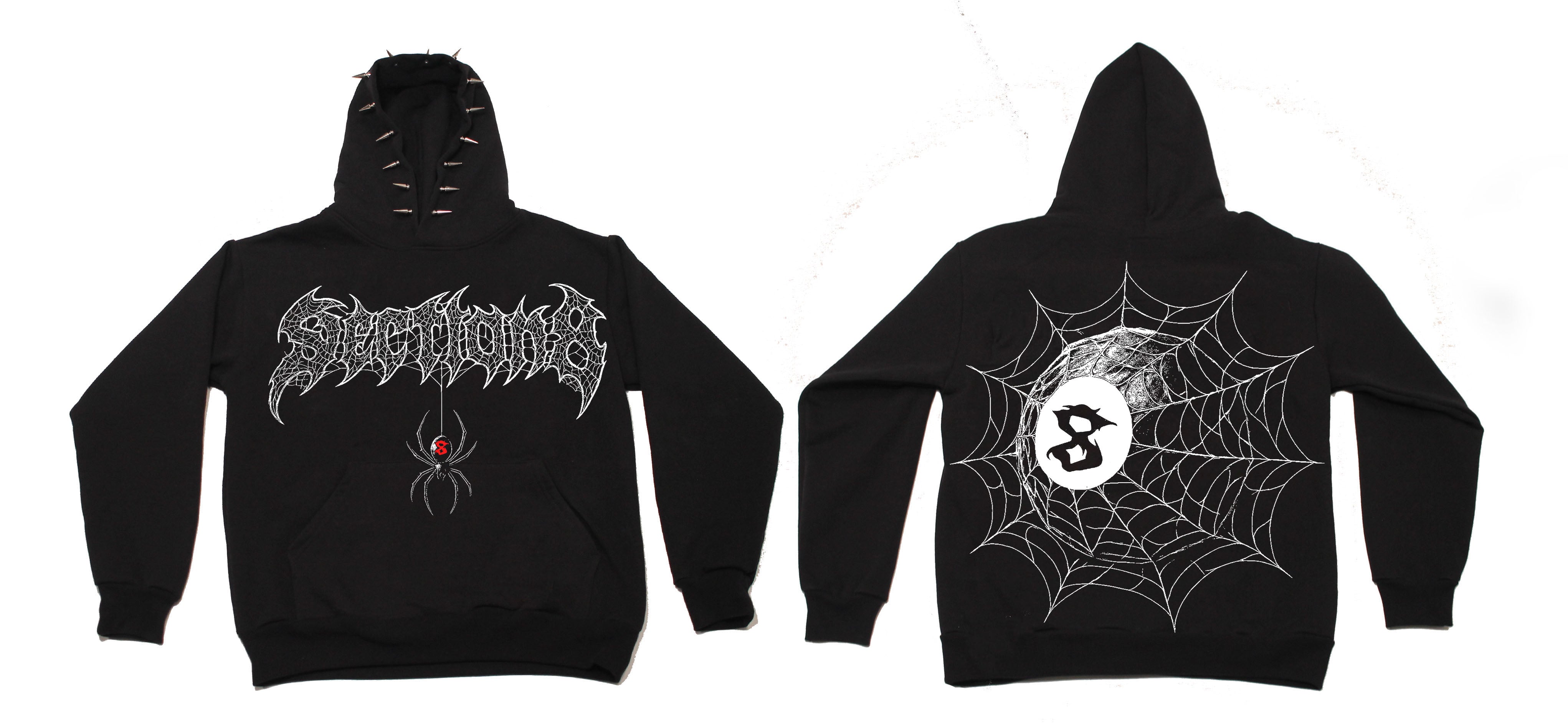 SPIDER WEB (SPIKE BLACK HOODIE)